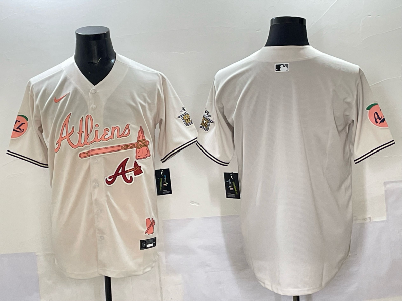 Men Atlanta Braves blank cream Nike 2025 MLB Jersey style 005